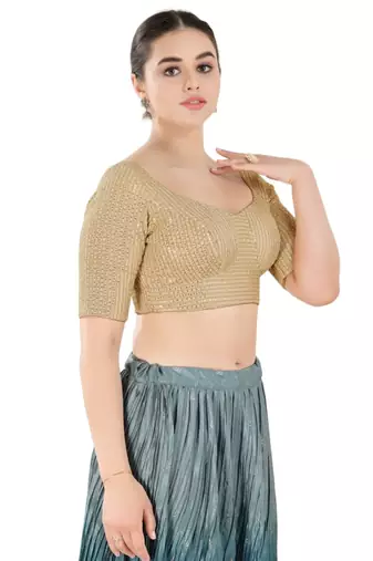 Padded Georgette Sweatheart Neck Blouse