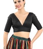 Black Silk Plain Readymade Blouse