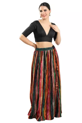 Black Silk Plain Readymade Blouse