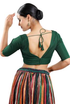Green Plain Daily Wear Readymade Blouse for Women 2