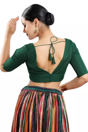 Green Plain Daily Wear Readymade Blouse for Women
