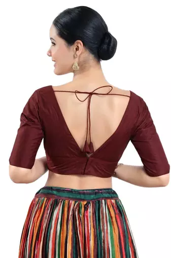 Padded Silk V-Neck Blouse