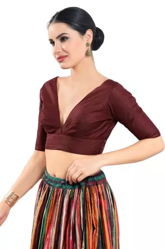 Padded Silk V-Neck Blouse