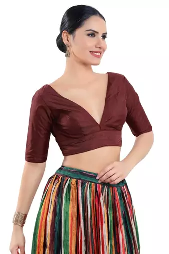 Padded Silk V-Neck Blouse