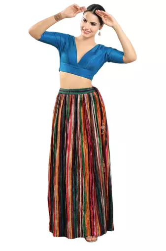 Blue Festive V-Neck Blouse for Women
