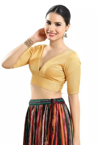Padded Silk V-Neck Blouse