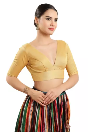 Padded Silk V-Neck Blouse