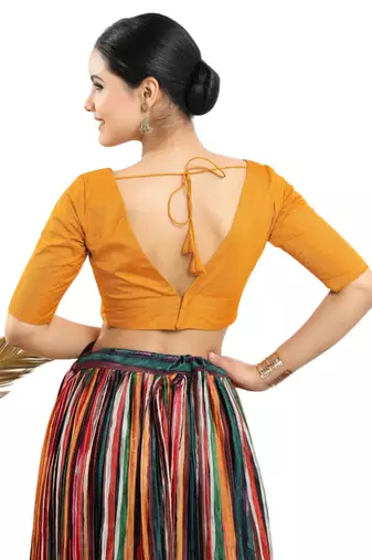 Padded Silk V-Neck Blouse