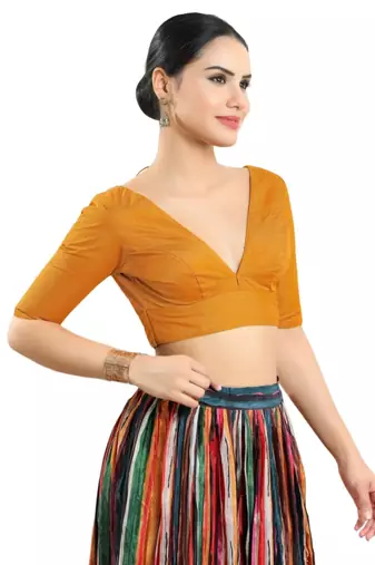 Padded Silk V-Neck Blouse