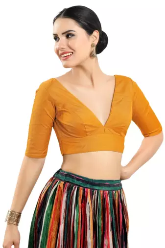 Padded Silk V-Neck Blouse