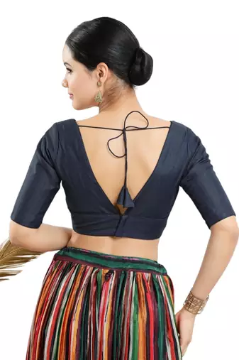 Padded Silk V-Neck Blouse