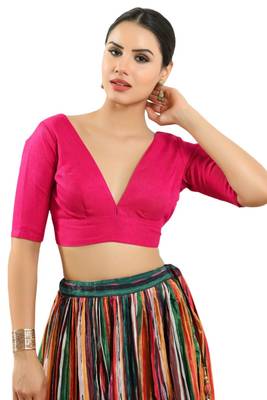 Hot Pink Padded Readymade Blouse for Women 1