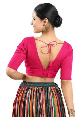 Hot Pink Padded Readymade Blouse for Women 2