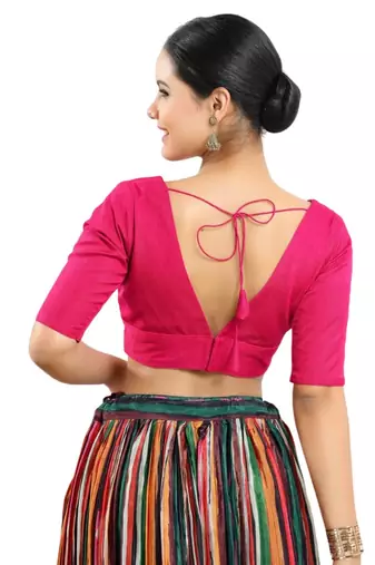 Hot Pink Padded Readymade Blouse for Women
