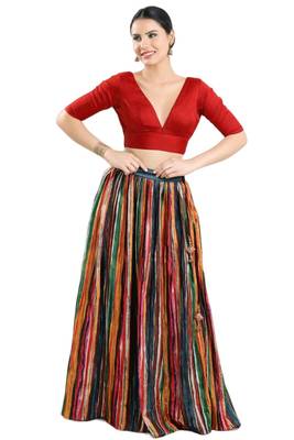 Red Silk V-Neck Readymade Blouse 5