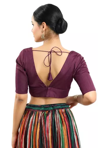 Padded Silk V-Neck Blouse