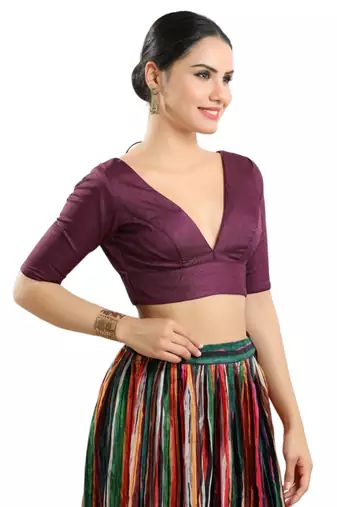 Padded Silk V-Neck Blouse
