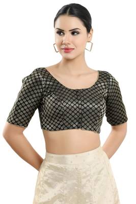 Padded Brocade Round Neck Blouse 1