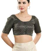 Padded Brocade Round Neck Blouse