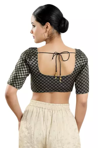 Padded Brocade Round Neck Blouse