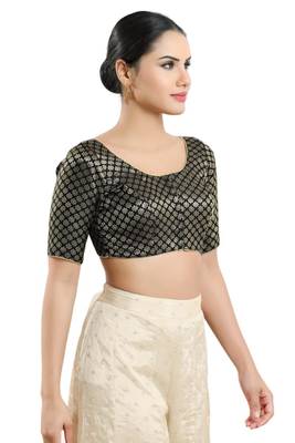 Padded Brocade Round Neck Blouse 3