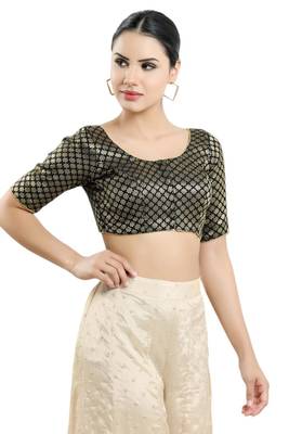 Padded Brocade Round Neck Blouse 4