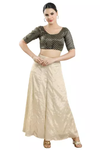 Padded Brocade Round Neck Blouse