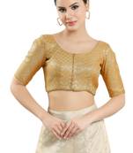 Padded Brocade Round Neck Blouse