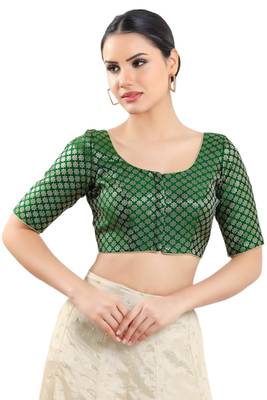 Padded Brocade Round Neck Blouse 1