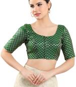 Padded Brocade Round Neck Blouse