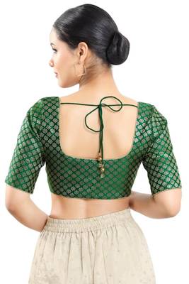 Padded Brocade Round Neck Blouse 2