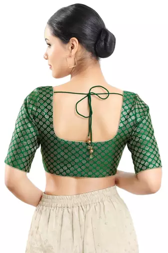 Padded Brocade Round Neck Blouse