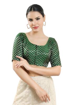 Padded Brocade Round Neck Blouse 3