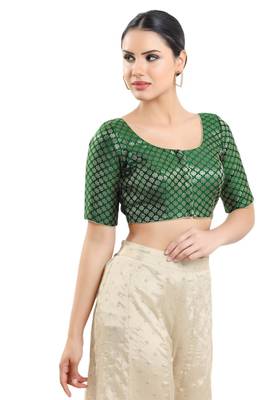 Padded Brocade Round Neck Blouse 4