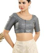 Padded Brocade Round Neck Blouse