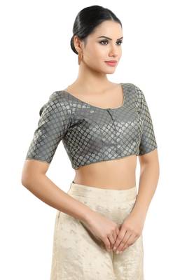 Padded Brocade Round Neck Blouse 4