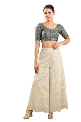 Padded Brocade Round Neck Blouse 5