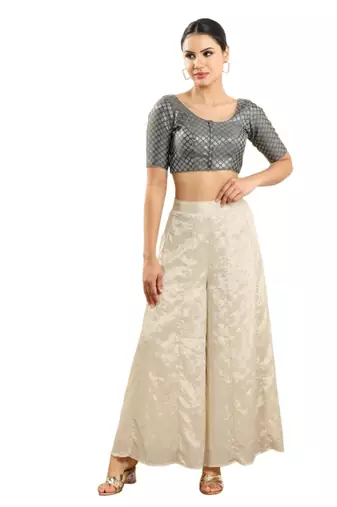Padded Brocade Round Neck Blouse