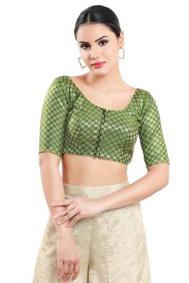 Padded Brocade Round Neck Blouse 1