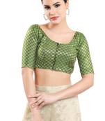 Padded Brocade Round Neck Blouse