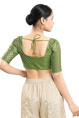 Padded Brocade Round Neck Blouse 2