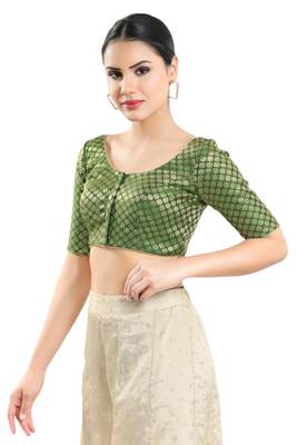 Padded Brocade Round Neck Blouse 3