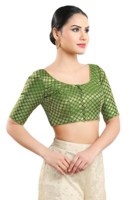 Padded Brocade Round Neck Blouse 4