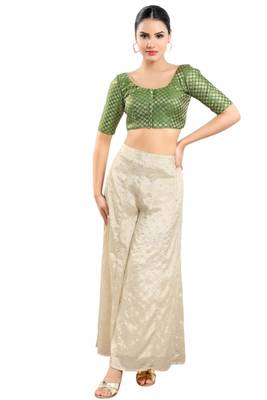Padded Brocade Round Neck Blouse 5