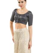 Padded Brocade Round Neck Blouse