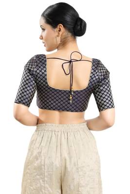 Padded Brocade Round Neck Blouse 2