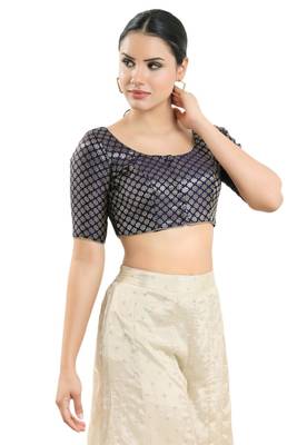 Padded Brocade Round Neck Blouse 3