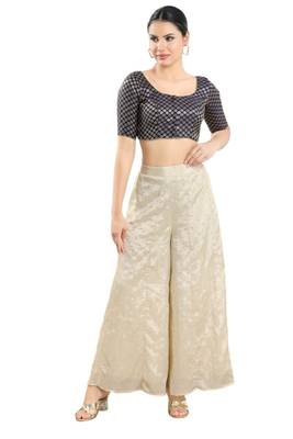 Padded Brocade Round Neck Blouse 5