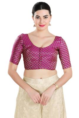 Padded Brocade Round Neck Blouse 1