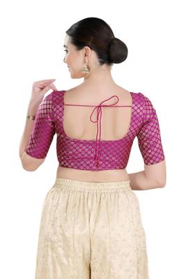 Padded Brocade Round Neck Blouse 2